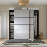 PAX / SVARTISDAL Wardrobe combination, dark gray/white paper effect, 78 3/4x26x79 1/4 "