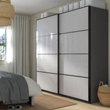 PAX / SVARTISDAL Wardrobe combination, dark gray/white paper effect, 78 3/4x26x79 1/4 "