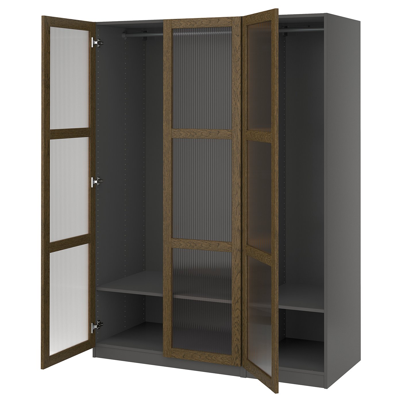 PAX / TONSTAD wardrobe combination, dark gray brown/stained oak