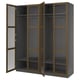 PAX / TONSTAD Wardrobe combination, dark gray brown/stained oak veneer glass, 78 3/4x23 5/8x93 1/8 "