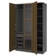 PAX / TONSTAD Wardrobe combination, dark gray brown/stained oak veneer glass, 59x23 5/8x93 1/8 "