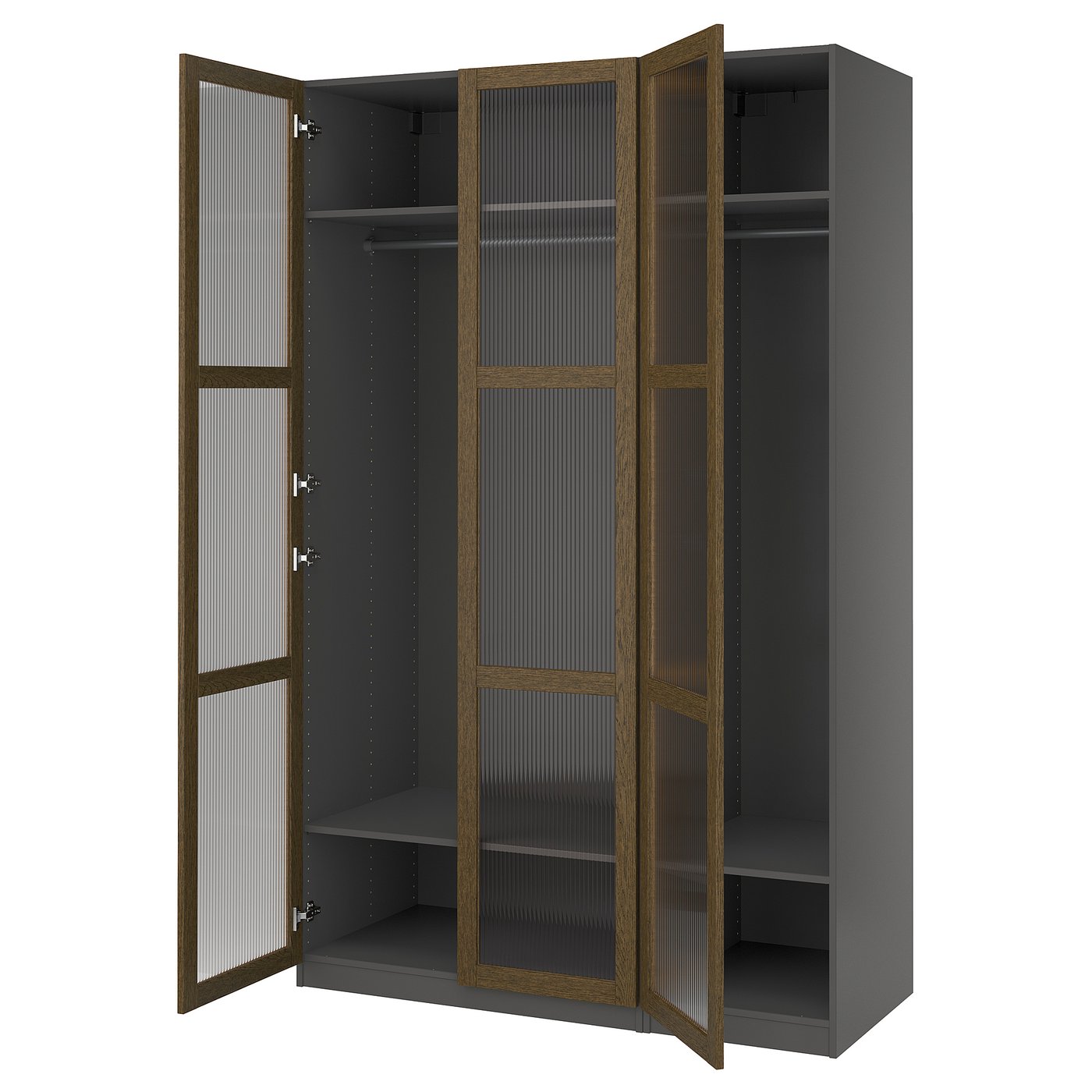PAX / TONSTAD wardrobe combination, dark gray brown/stained oak