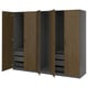 PAX / TONSTAD Wardrobe combination, dark gray brown/stained oak veneer glass, 98 3/8x23 5/8x79 1/4 "