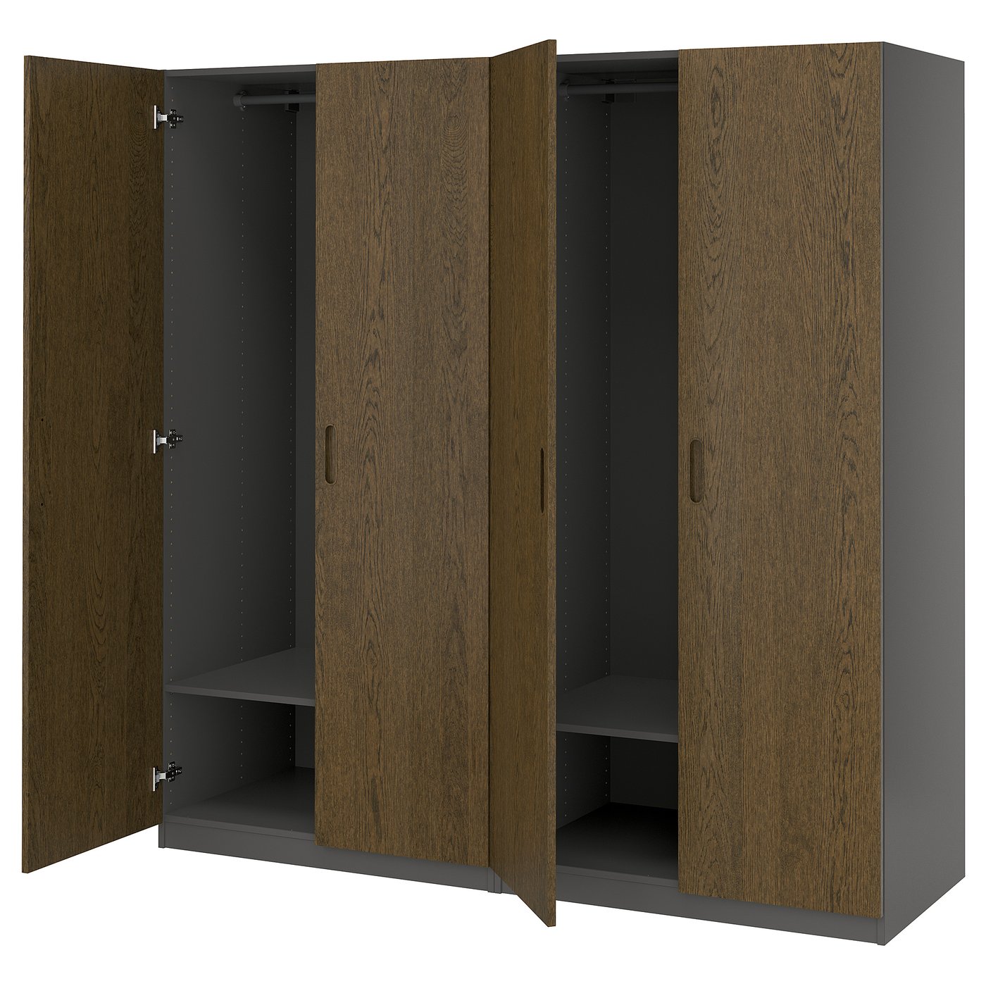 PAX / TONSTAD wardrobe combination, dark gray/brown stained oak