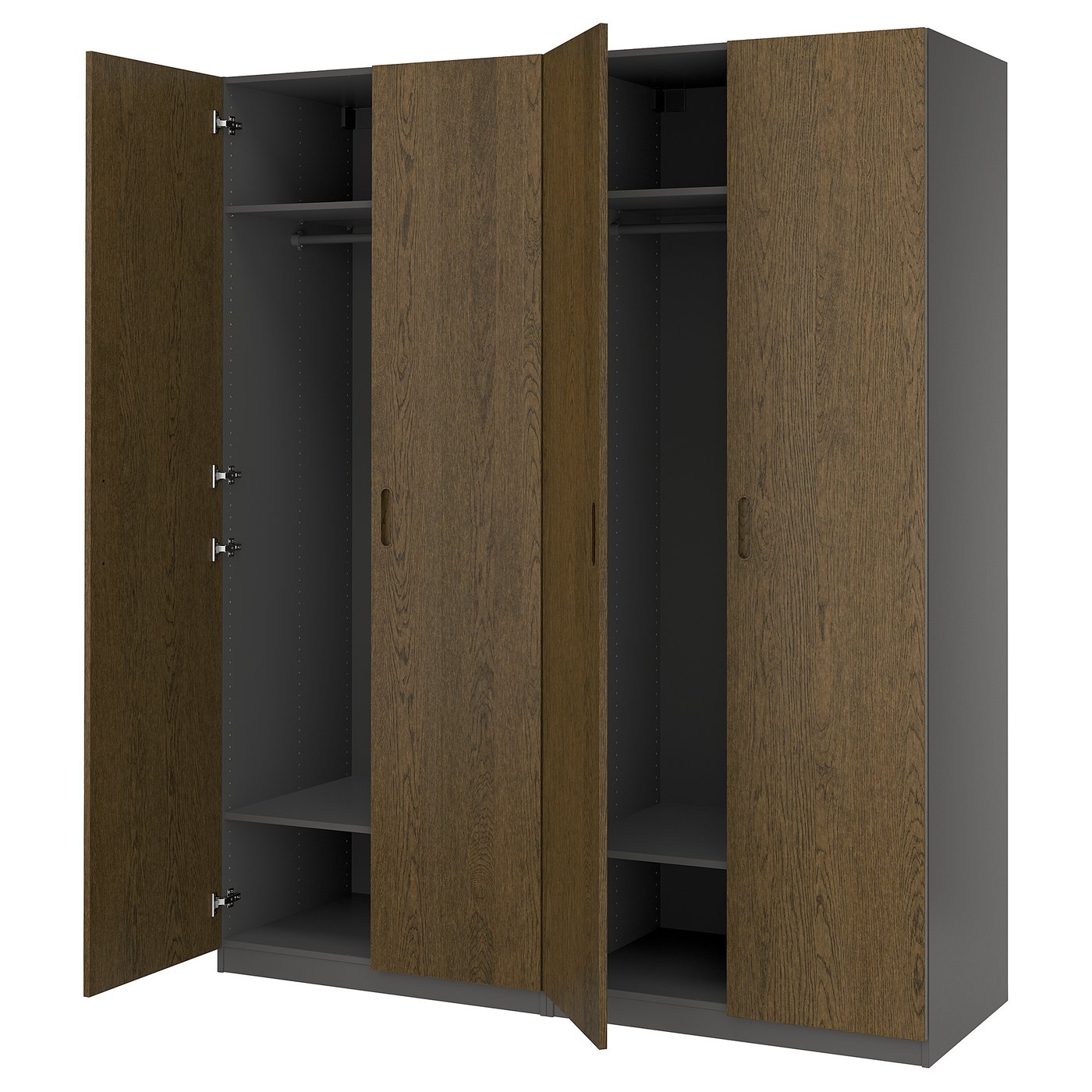 PAX / TONSTAD wardrobe combination, dark gray/brown stained oak