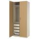 PAX / TONSTAD Wardrobe combination, gray-beige/oak veneer, 39 3/8x23 5/8x93 1/8 "
