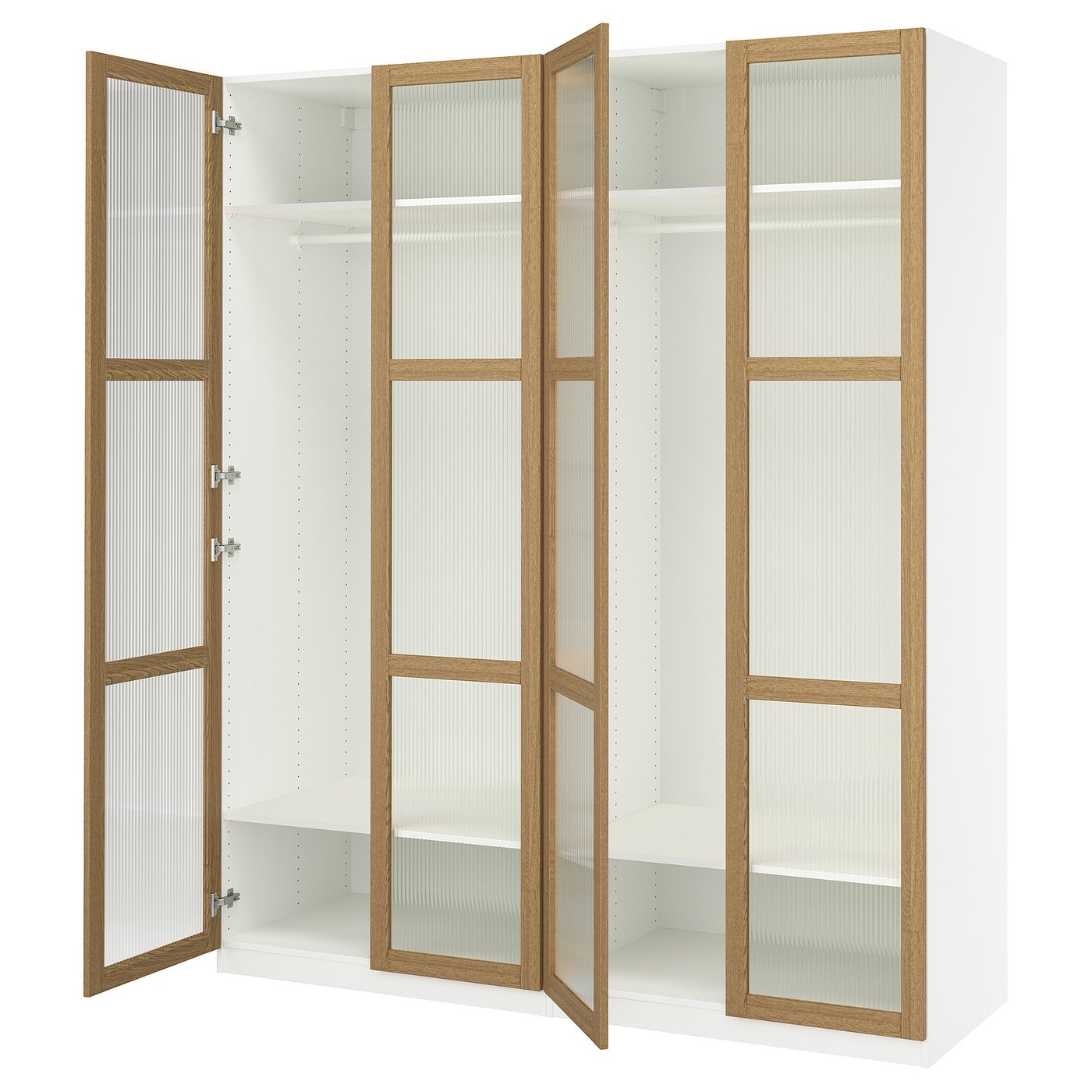 PAX / TONSTAD wardrobe combination, white/oak veneer glass, 783