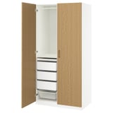 PAX / TONSTAD Wardrobe combination, white/oak veneer, 39 3/8x23 5/8x79 1/4 "