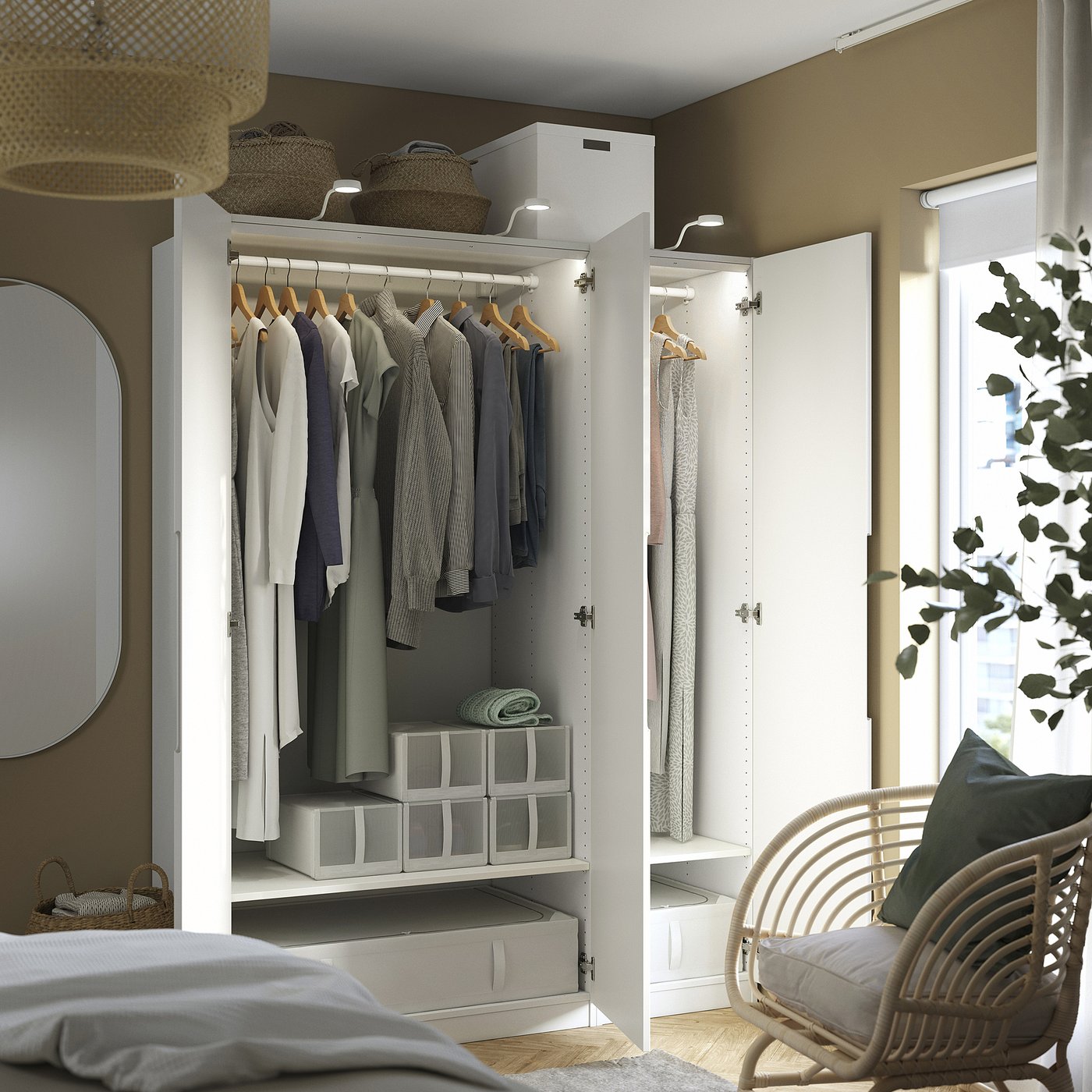 PAX / TONSTAD wardrobe combination, white/off-white, 59x235