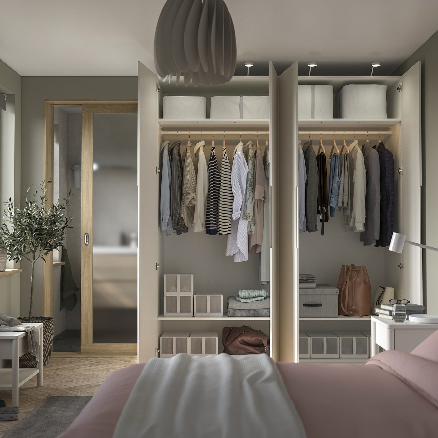 PAX / TONSTAD wardrobe combination, white/off-white, 783/4x235