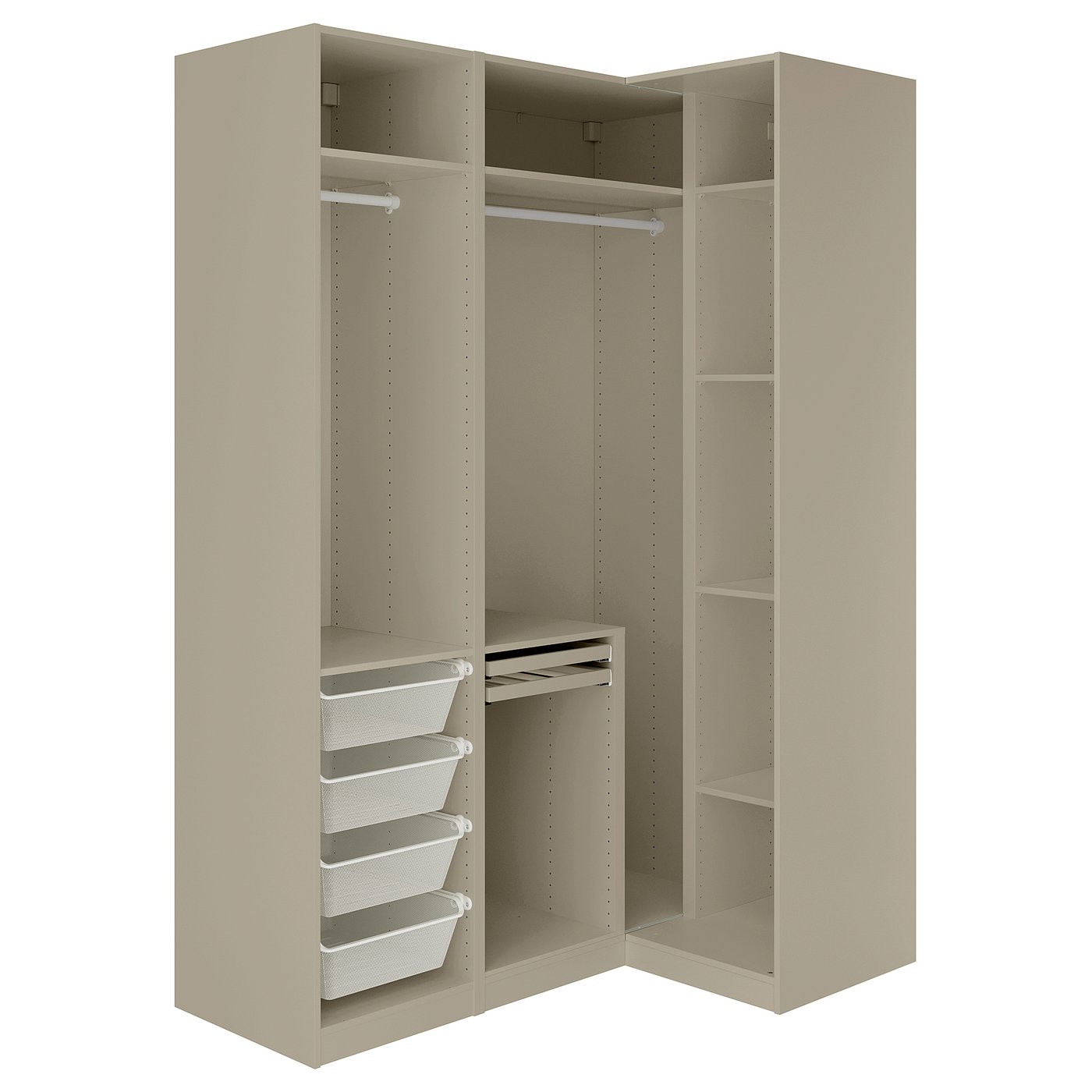 PAX / TYSSEDAL corner wardrobe, gray-beige/gray-beige, 631/4/431