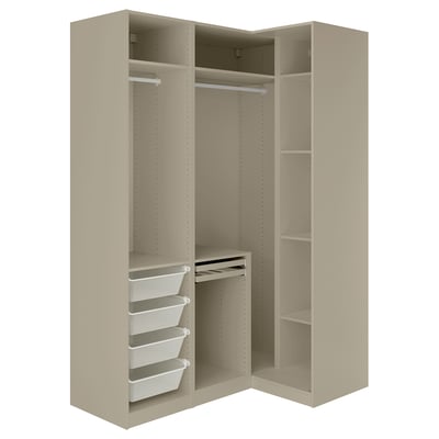 PAX / TYSSEDAL Corner wardrobe, gray-beige/gray-beige, 63 1/4/43 1/2x93 1/8 "