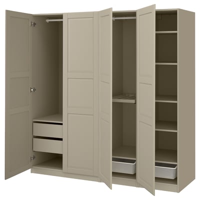 PAX / TYSSEDAL Wardrobe combination, gray-beige/gray-beige, 78 3/4x23 5/8x79 1/4 "