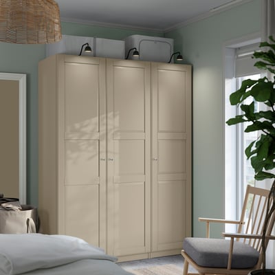 PAX / TYSSEDAL Wardrobe combination, gray-beige/gray-beige, 59x23 5/8x79 1/4 "