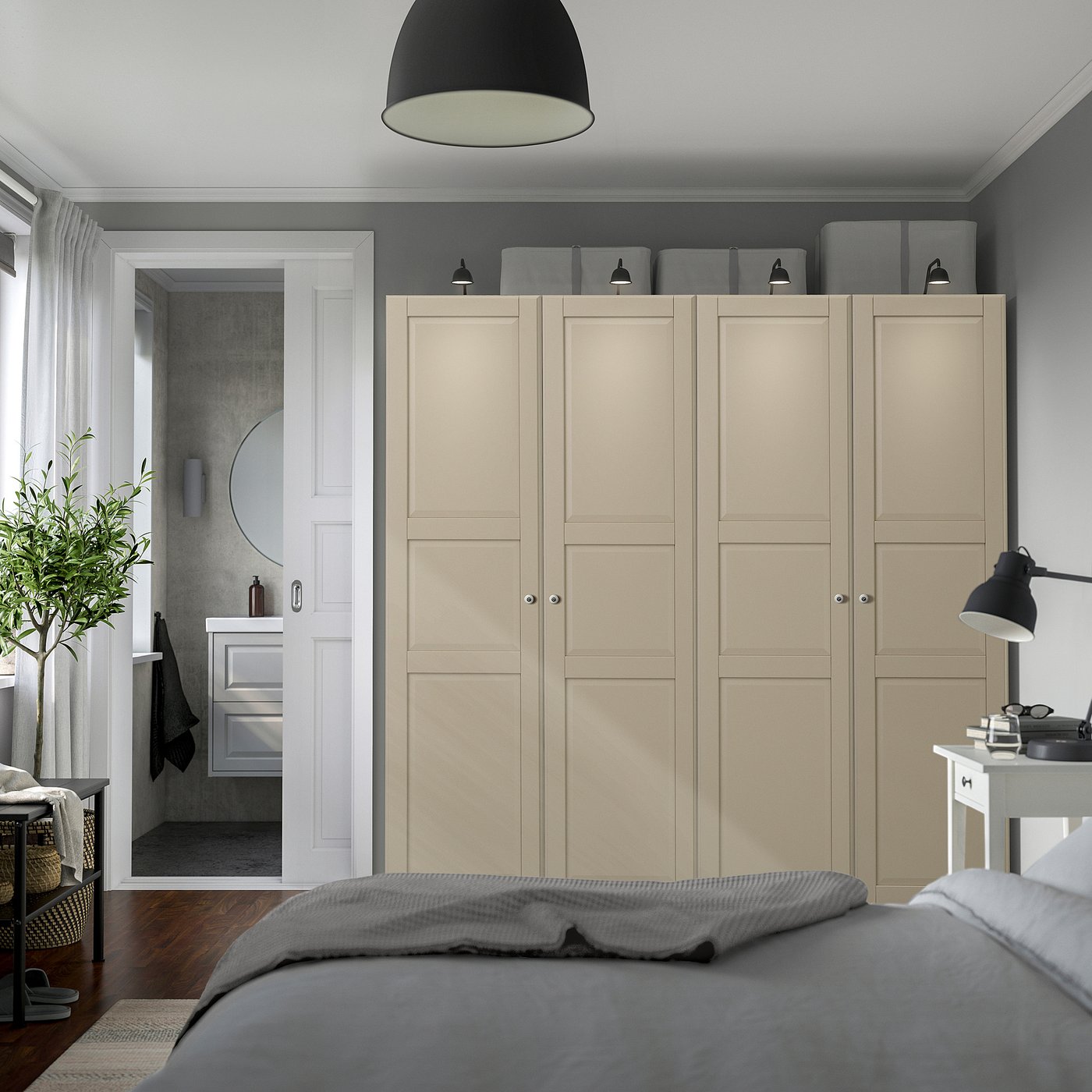 PAX / TYSSEDAL wardrobe combination, gray-beige/gray-beige, 783