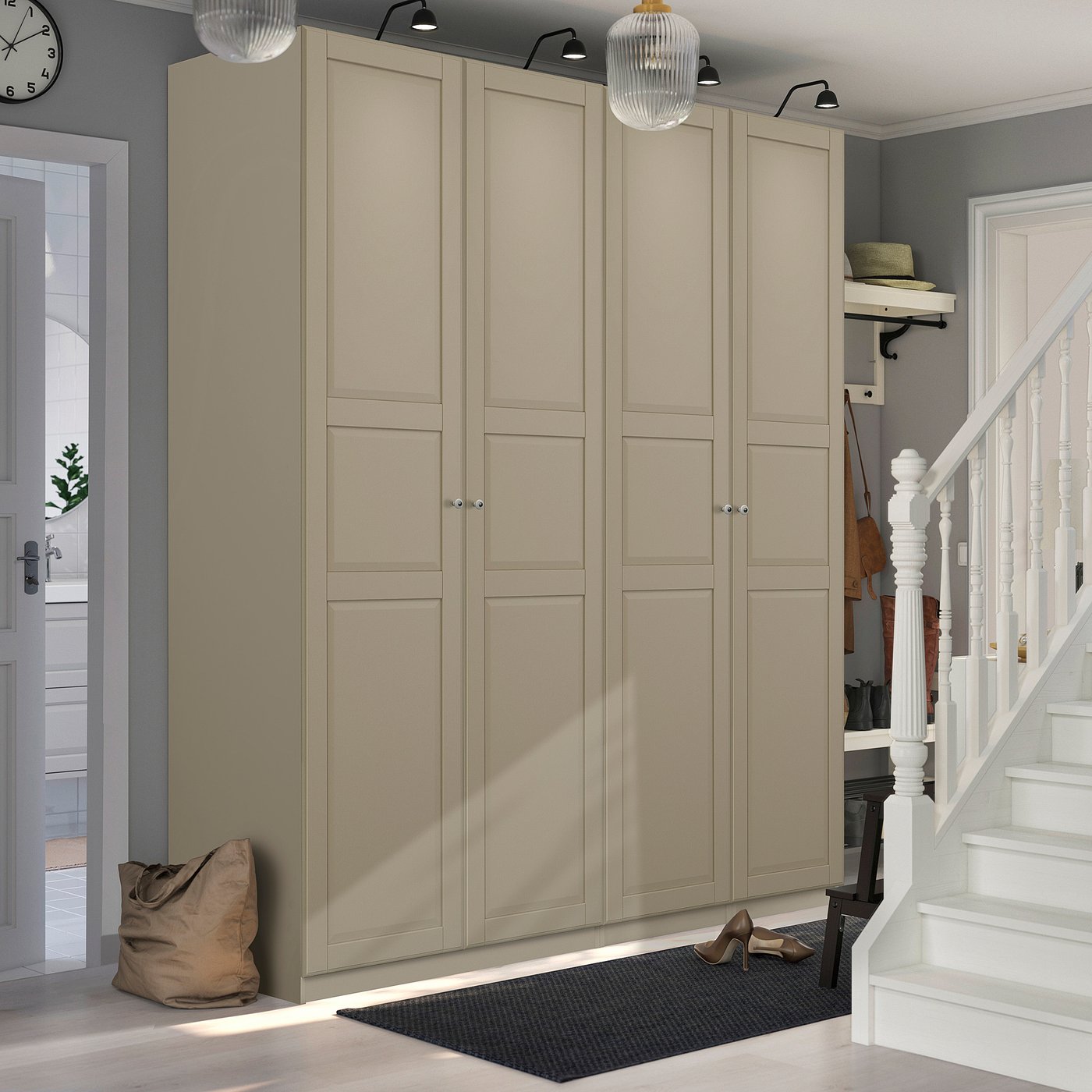 PAX / TYSSEDAL wardrobe combination, gray-beige/gray-beige, 783