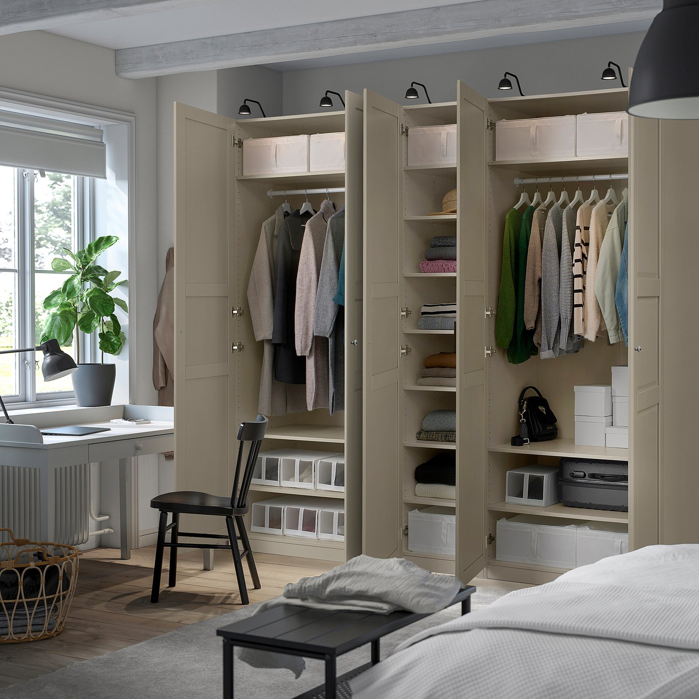 PAX / TYSSEDAL wardrobe combination, gray-beige/gray-beige, 983