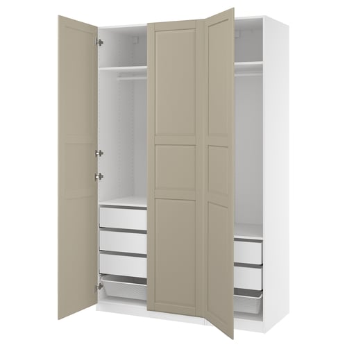 PAX / TYSSEDAL Wardrobe combination, white/gray-beige, 59x23 5/8x93 1/8 "