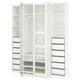 PAX / TYSSEDAL Wardrobe combination, white/white glass, 78 3/4x23 5/8x93 1/8 "