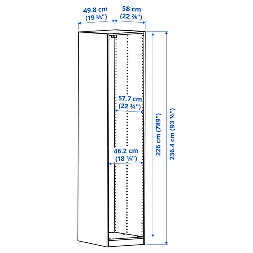 Illustration with measurements for the product: PAX.