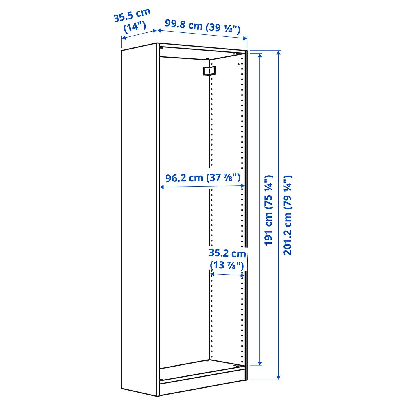 PAX wall-mounted storage frame, dark gray, 393/8x133/4x791/8