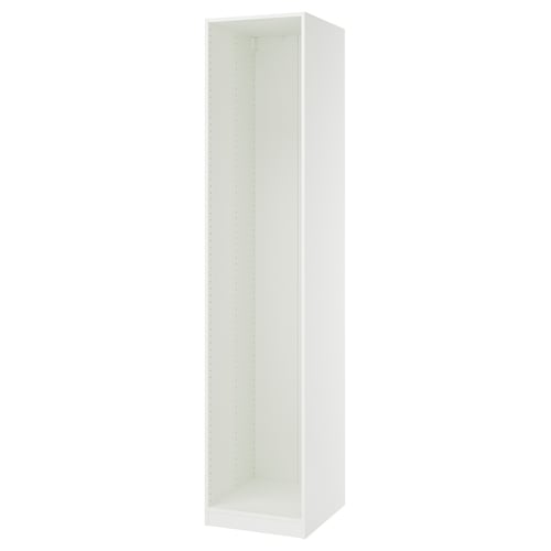 White PAX tall storage unit, slim profile, foldable design.