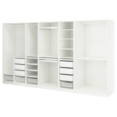 PAX Wardrobe combination, white, 147 5/8x22 7/8x79 1/4 "