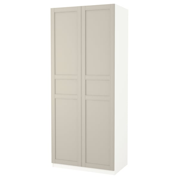 Pax Wardrobe White Flisberget Light Beige Ikea
