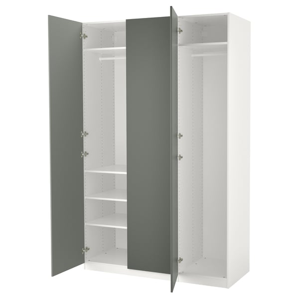 Pax Wardrobe White Reinsvoll Gray Green Ikea