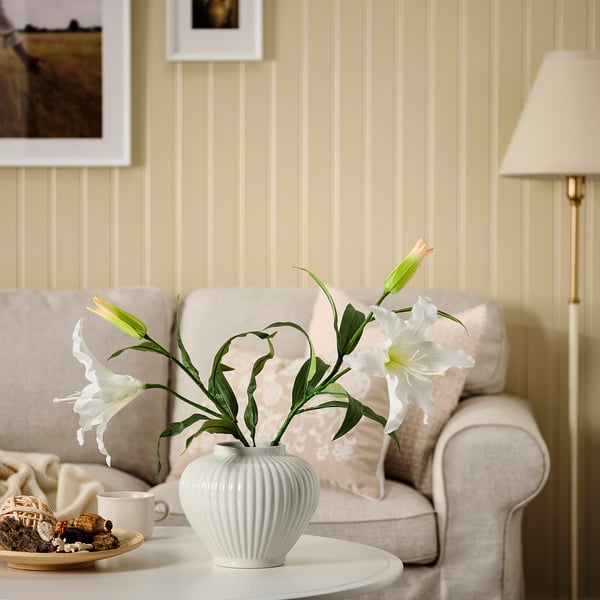 PELARBJÖRK Vase, white, 7 ¾ "