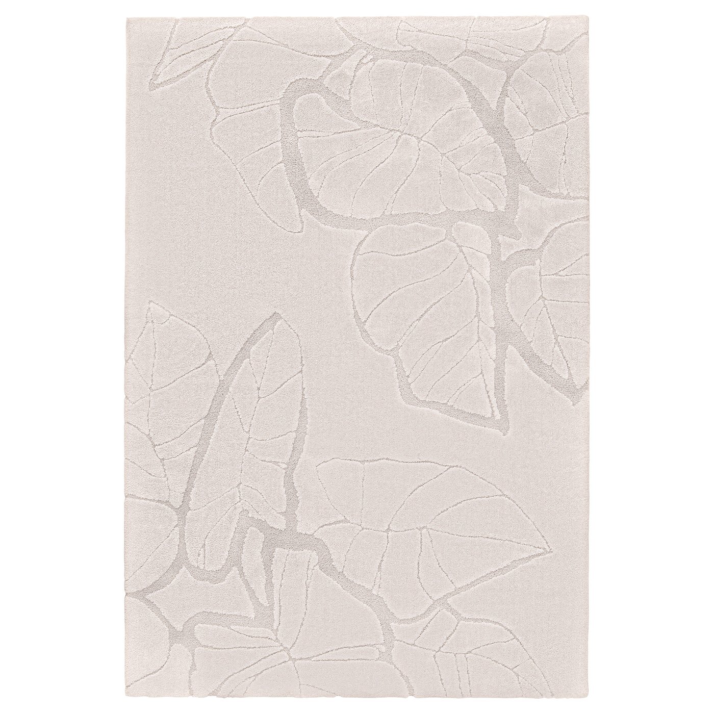 Rug, Low Pile, Light Beige/Leaf Pattern