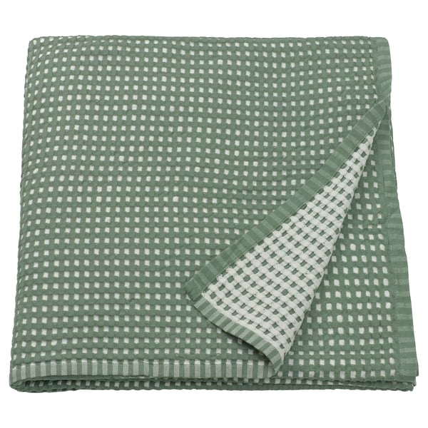 PELARTUJA Bedspread, green-gray/white, King