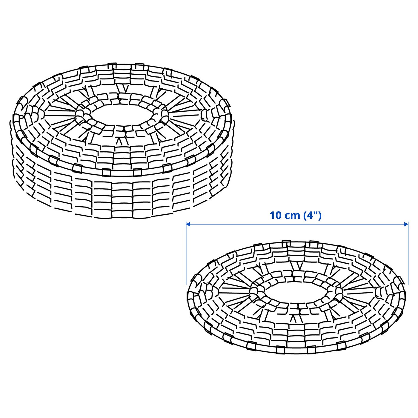 PENNFISK coasters with holder, natural/sedge handmade, 4