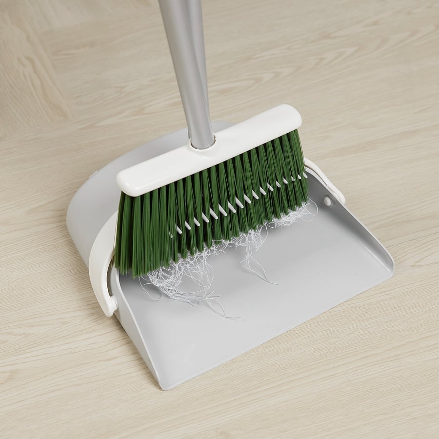 PEPPRIG dustpan and broom, gray/green IKEA