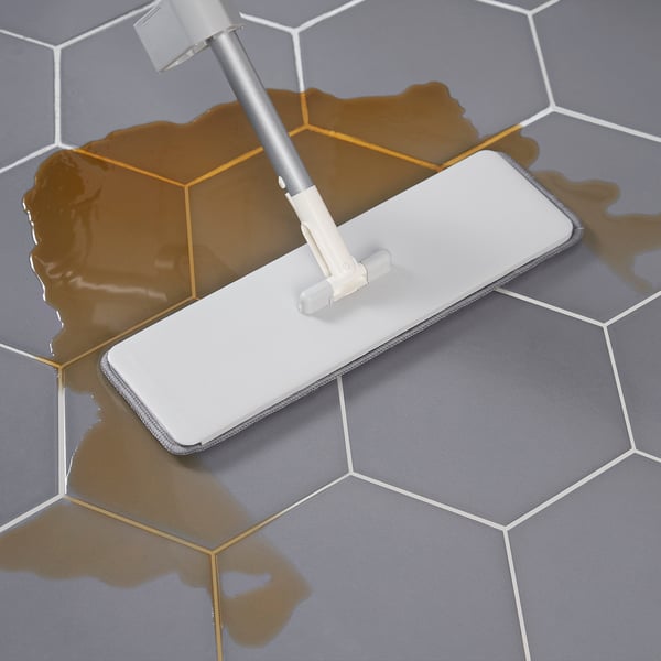 PEPPRIG Squeeze-clean flat mop, gray, 4 ¾x14 ½ "
