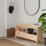 PERJOHAN Bench with storage, pine, 39 3/8 "
