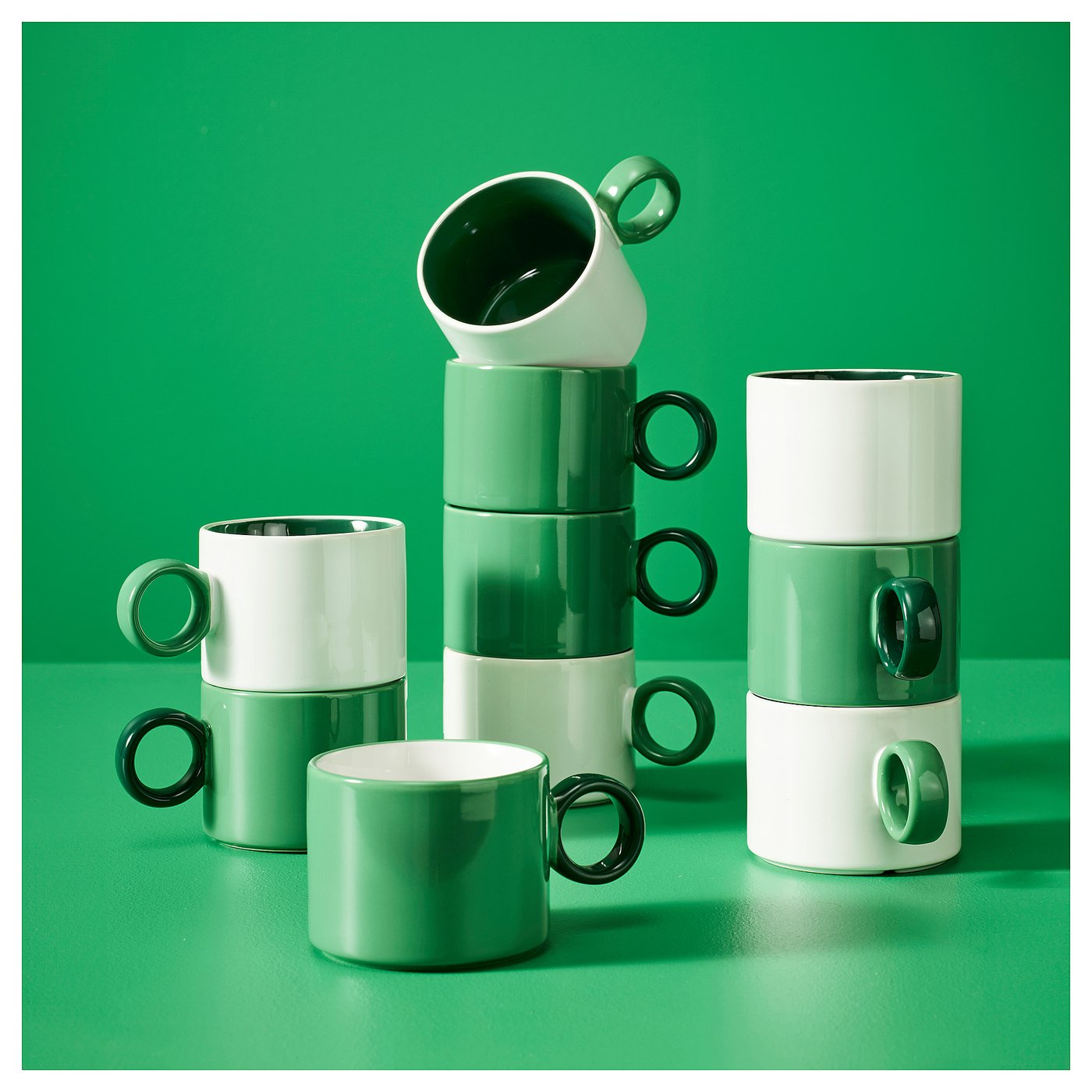Mug, white/green 4
