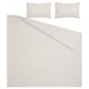 Beige bedding set, includes duvet cover & pillowcases, dot-quilted, cotton/linen blend.