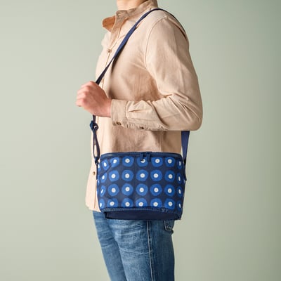 PILLERSTARR Cooler bag, patterned/blue, 10 ¼x7 ½x7 ½ "