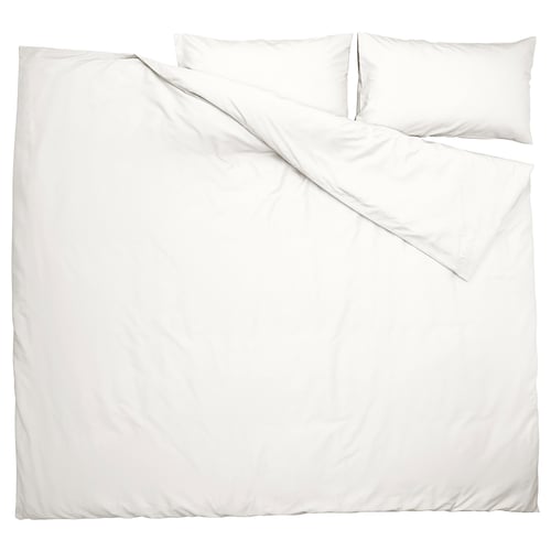 PILTANDVINGE white bedding set, duvet & pillowcases, smooth, recycled polyester/viscose.