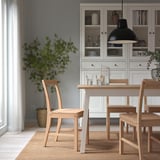 PINNTORP / PINNTORP Table and 6 chairs, light brown stained white stained/light brown stained, 72 7/8 "