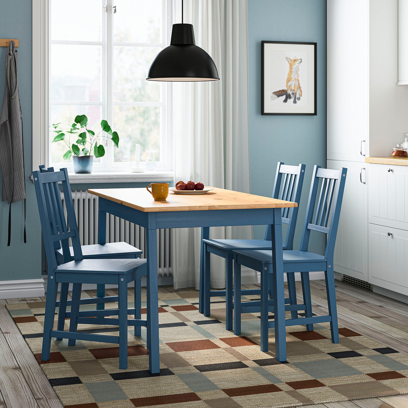 PINNTORP Blue Table with 4 Chairs - IKEA