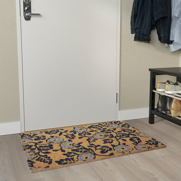 PLATSMÄRKE Door mat, coir/floral pattern, 2 ' 0 "x2 ' 11 "