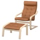 POÄNG Armchair and ottoman, birch veneer/Grann golden brown