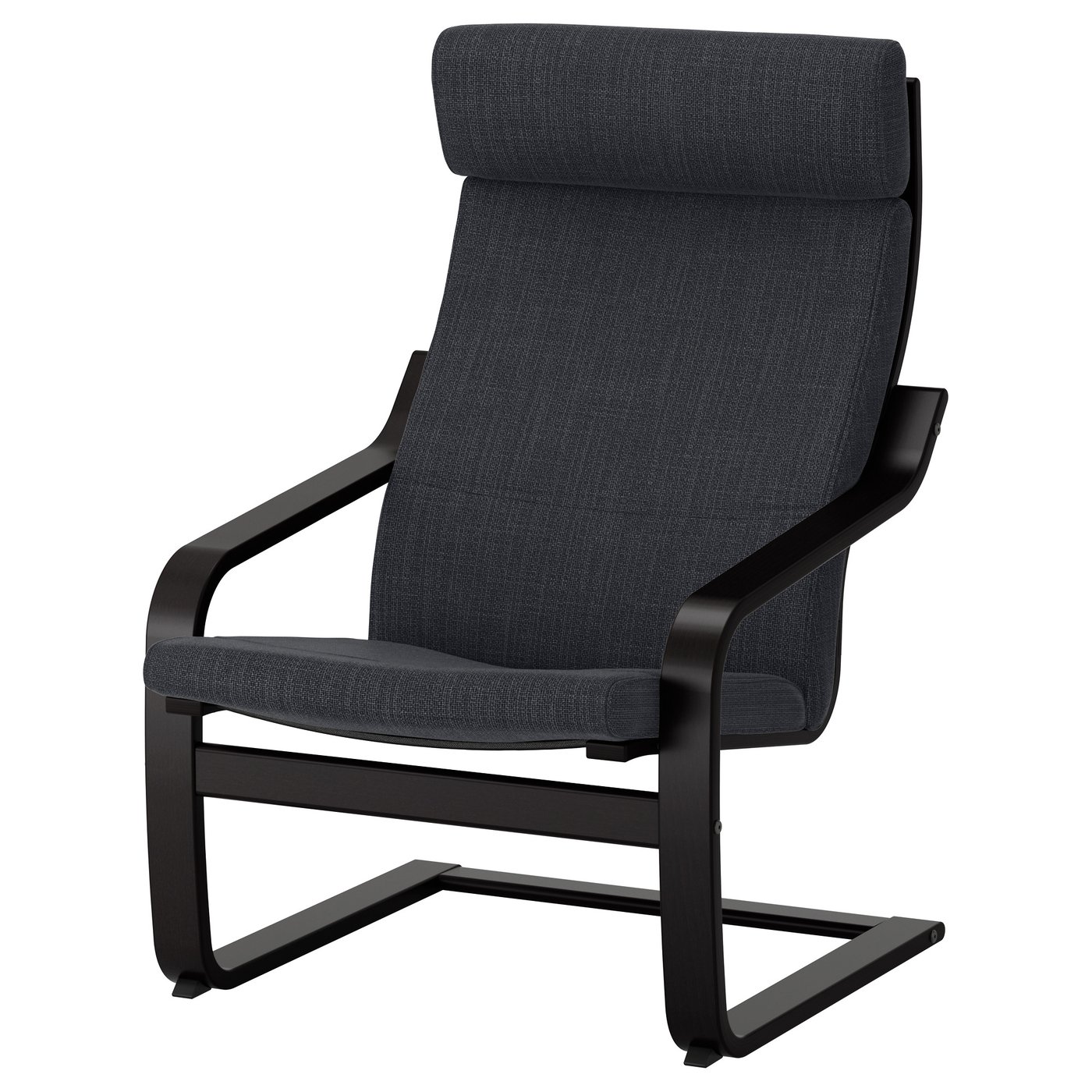 POÄNG armchair and ottoman, black-brown/Hillared anthracite