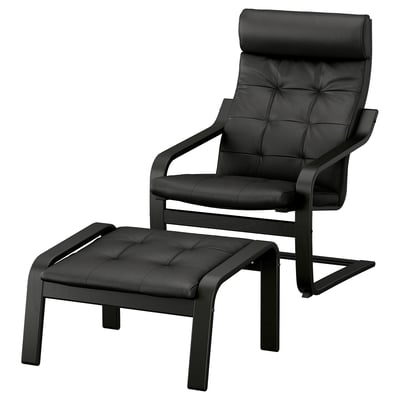 POÄNG Armchair and ottoman, black/Grann black