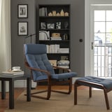POÄNG Armchair and ottoman, brown/Gunnared blue