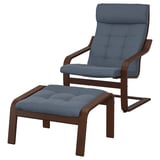 POÄNG Armchair and ottoman, brown/Gunnared blue