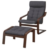 POÄNG Armchair and ottoman, brown/Gunnared dark gray
