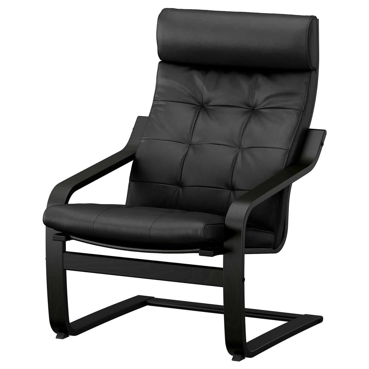 IKEA POÄNG Armchair Black leather POÄNG armchair, black/Grann black - IKEA